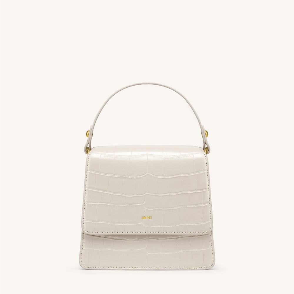 JW PEI Cream Croc-Embossed Mini Bag